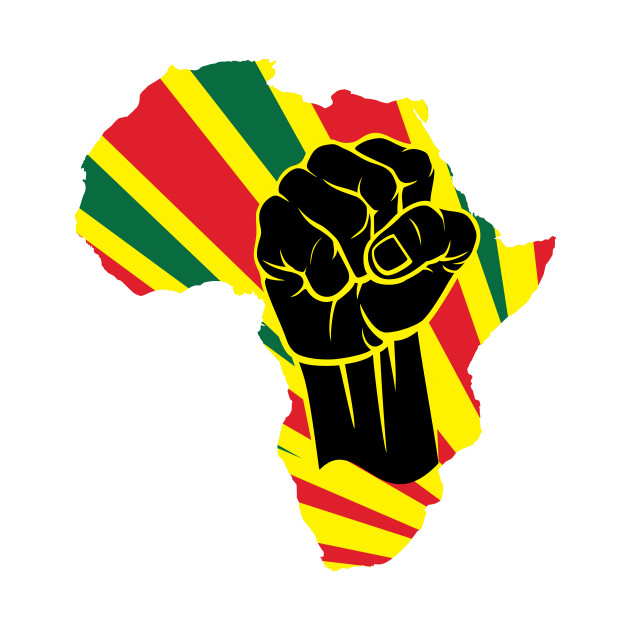 African black power raised fist Africa map with rasta ...