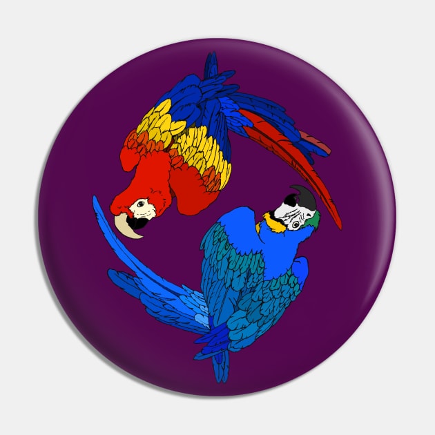 Scarlet and Blue & Gold Macaws Pin by Tinker and Bone Studio