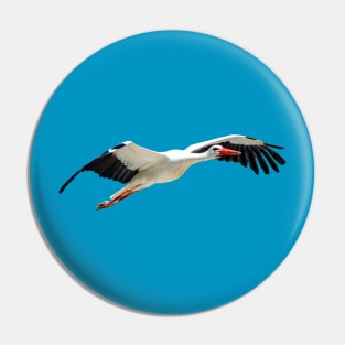 Stork in flight Pin