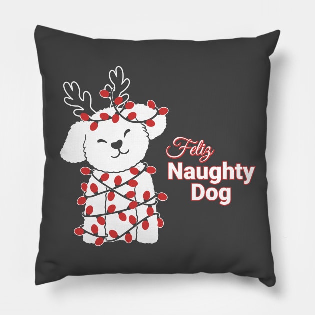 Feliz Naughty Dog Pillow by Saramation