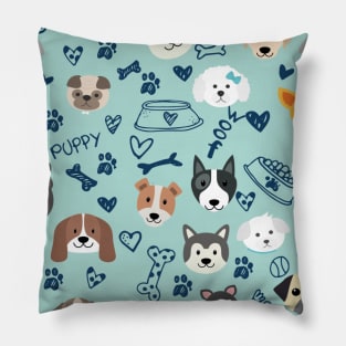 Every Cute Dog Pattern Graphic illustration Pillow