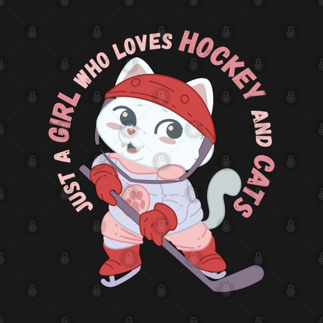 Just A Girl Who Loves Hockey and Cats Gift print by theodoros20