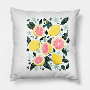 Watercolor Grapefruit Pattern Pillow