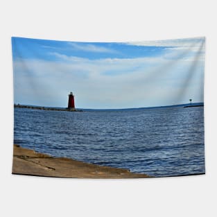 Manistique Pierhead Lighthouse on Lake Michigan Tapestry