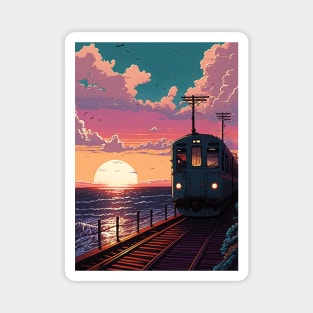 Retro Anime Style Old Japanese Train Magnet