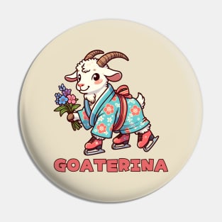 Ice skating goat Pin