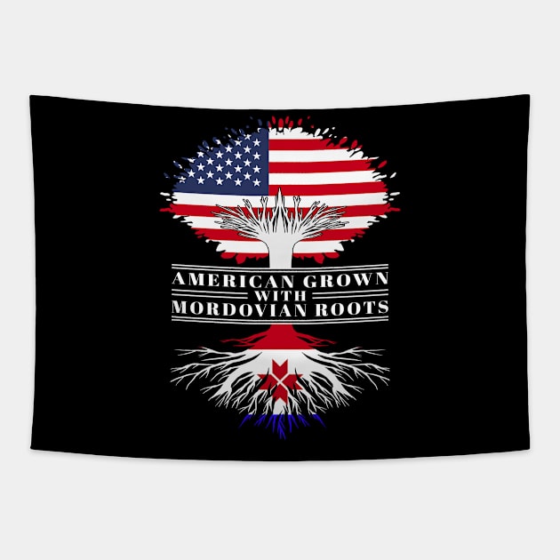 American Grown With Mordovian Roots Us Mordovia Flag Tree Tapestry by BramCrye