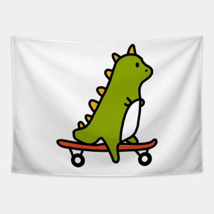 Cartoon Dinosaur Riding A Skateboard Tapestry