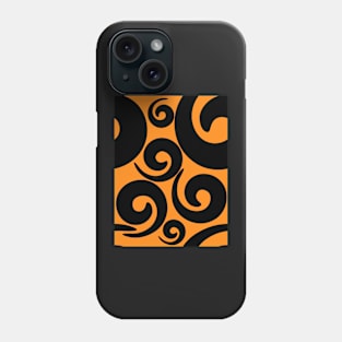 Black and orange pattern with spirals Phone Case