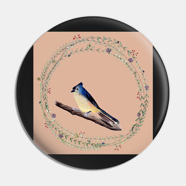 Whimsical bird with watercolor wreath1 Pin by Sandraartist