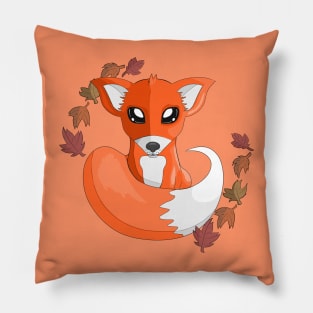 The Red Fox with Fall Leaves Pillow