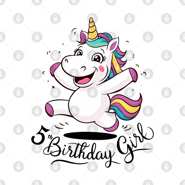 Unicorn 5th Birthday Girl Gift Mythical Creature by Macphisto Shirts