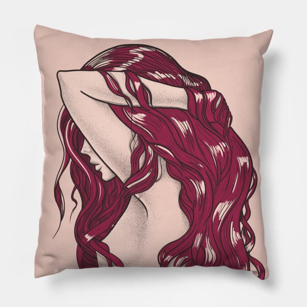 Lady Red Hair Pillow by SimplifyCrative