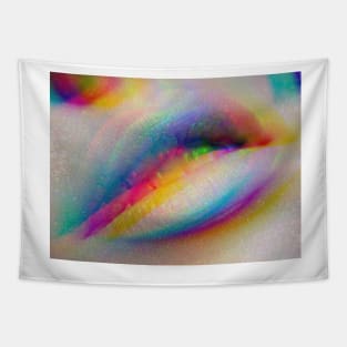 Neon Glitch Lips - Pop Art - Glitchy - Pansexual Flag Colors Tapestry