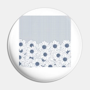 Daisy Grid Navy Blue Pin