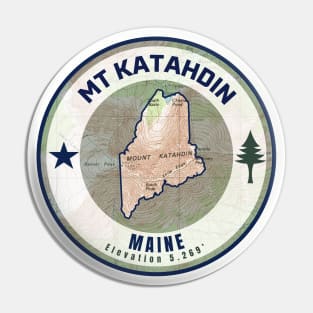 Maine Mountain Map - Mt Katahdin (Green) Pin