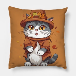 Thanksgiving Cat Pilgrim Pillow