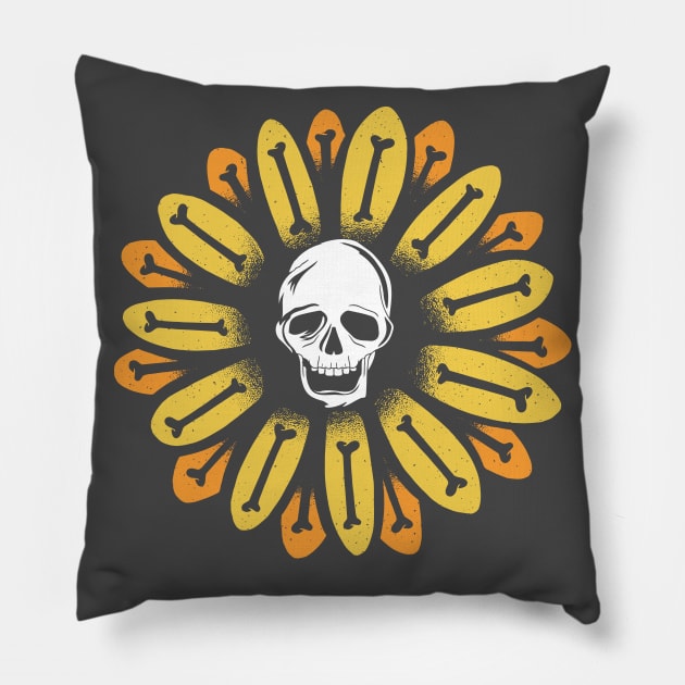 Skull Sunflower | Fun Halloween Pillow by SLAG_Creative