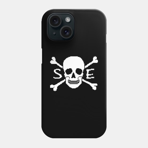 Pixelated Straight Edge Skull and Crossbones Phone Case by pookiemccool