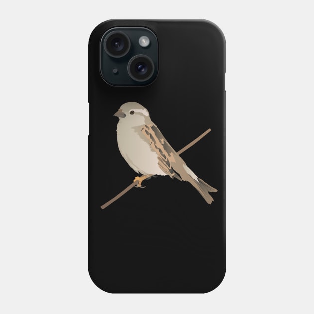 House Sparrow Bird on a Twig Phone Case by NorseTech