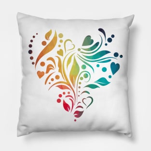 Rainbow heart flower Pillow
