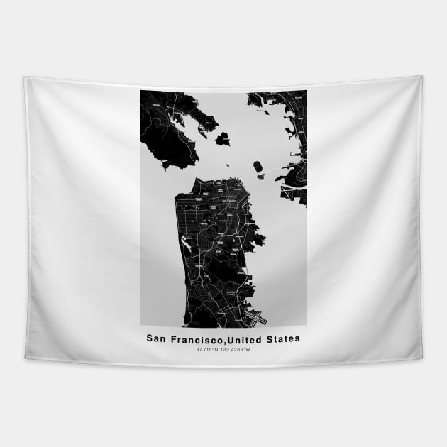 san francisco maps wall decor poster Tapestry by Genetics art