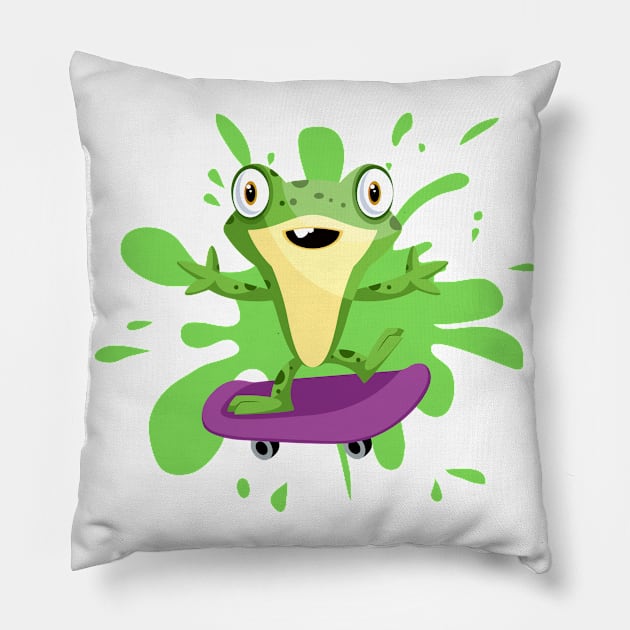 Skating frog Pillow by dineshv