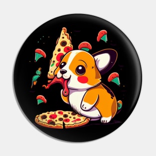 kawaii cute corgi eating pizza Pin