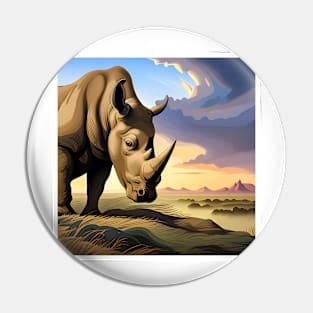 Rhinoceros Art Print Pin