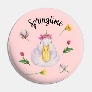 It's Springtime, Hand Painted Watercolor T-Shirt Pin