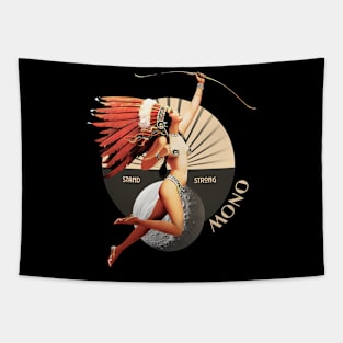 Mono 1920's Art Deco Indian Moon Pin Up Girl Retro Stand Strong Tapestry