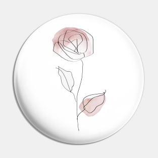 One Line Rose Botanical Abstract Pin