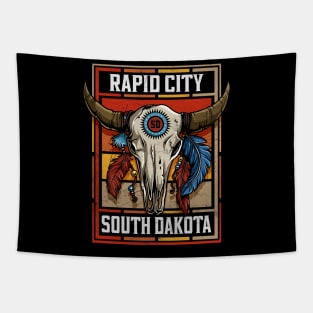 Rapid City South Dakota Native American Bison Skull Tapestry