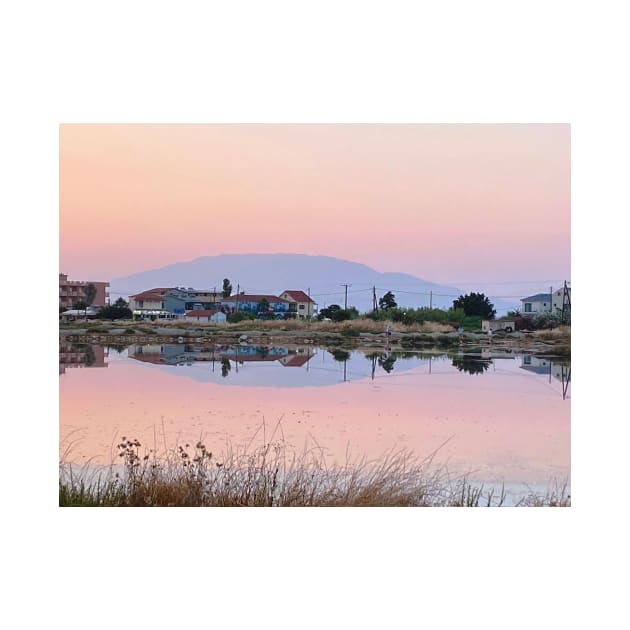 Sunset Mountain Reflection - Alykes Salt Flats, Zante, Zakynthos, Greece by acespace