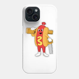 Hotdog as Carpenter with Saw & Wood Phone Case