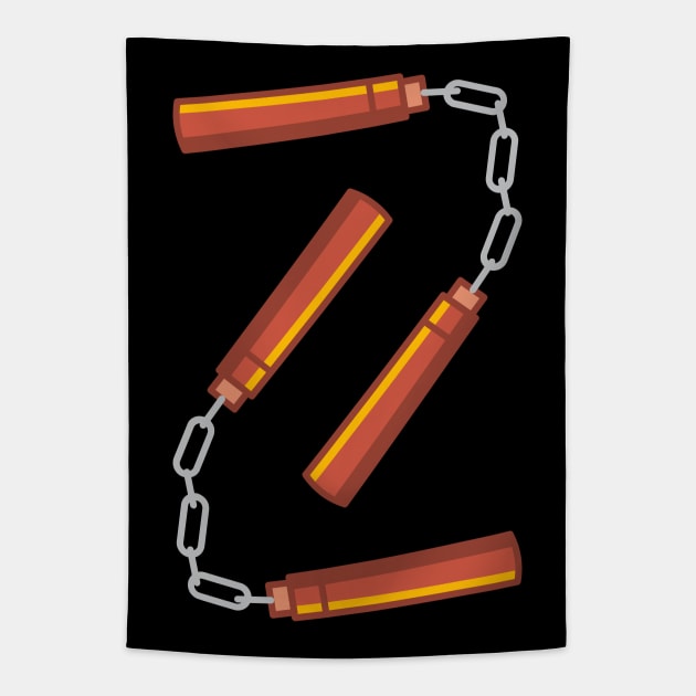 Nunchuks! The weapon of a true martial arts warrior! Tapestry by Crazy Collective