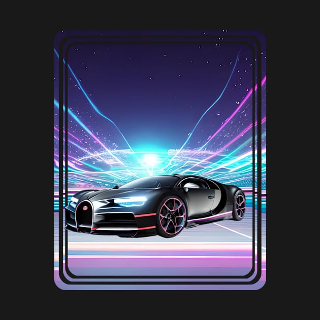 bugatti chiron a super car in black with neon details rounded corners by BritoStore