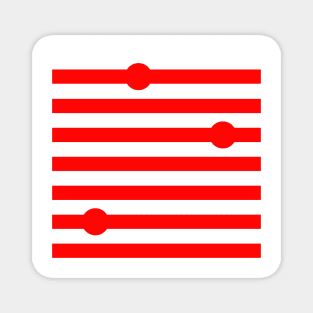 Red striped pattern with red dots Magnet