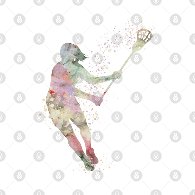 Girl Lacrosse Player | Watercolor Silhouette Sport Gift by LotusGifts