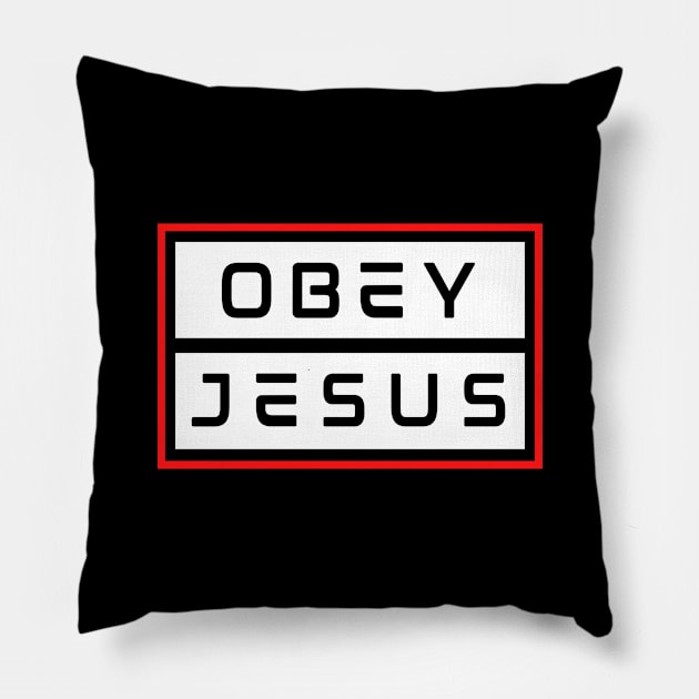 Obey Jesus | Christian Typography Pillow by All Things Gospel