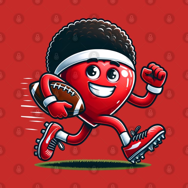 Valentine's Day Heart Football Player Sports Team by E