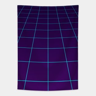 Synthwave Colors Grid Lines Minimalist Tapestry