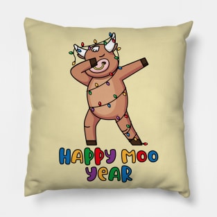 Dabbing Ox, Happy Moo Year 2021 Pillow