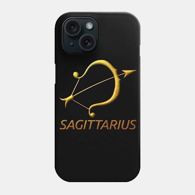 Golden Sagittarius Zodiac Sign Relief Stamped Gold Phone Case by peter2art