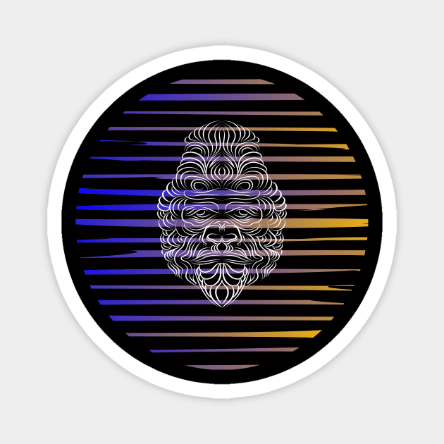 Trippy Linework Gorilla Magnet by slippery slope creations