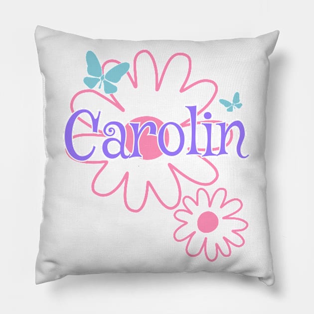 Carolin Girls Name Daisy Butterflies Pillow by xsylx