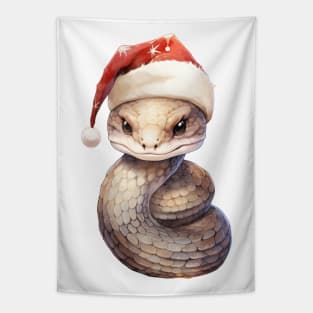 Western Diamondback Rattlesnake in Santa Hat Tapestry