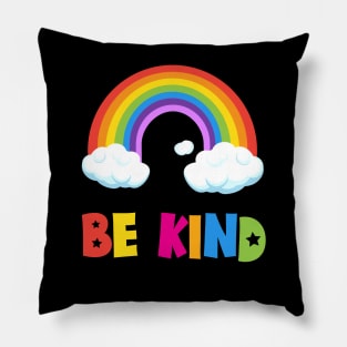 Be Kind positive quote rainbow joyful illustration, Kindness is contagious life style, care, cartoon, birthday gifts design Pillow