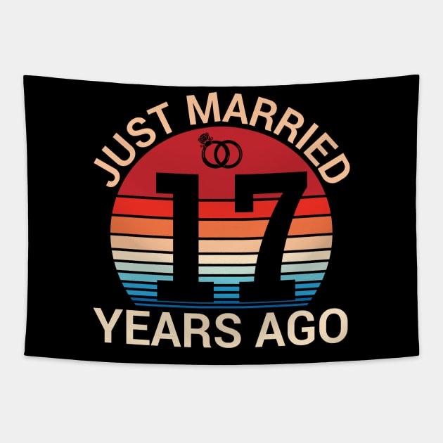 Just Married 17 Years Ago Husband Wife Married Anniversary Tapestry by joandraelliot