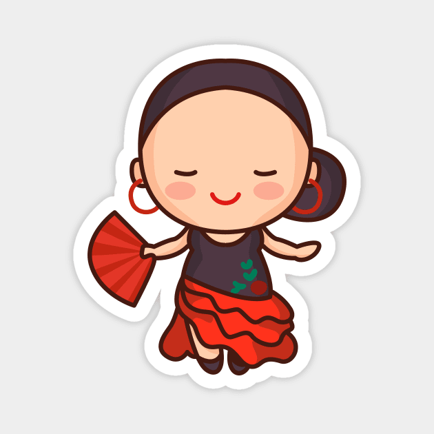 Cute Flamenco Dancer in Traditional Dress Magnet by SLAG_Creative